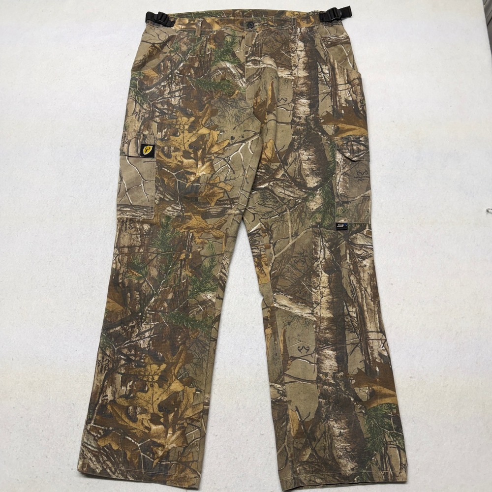 Realtree‎ Scent Blocker Camo Cargo Tactical Pants Mens XL Y2K Relaxed Fit Buckle